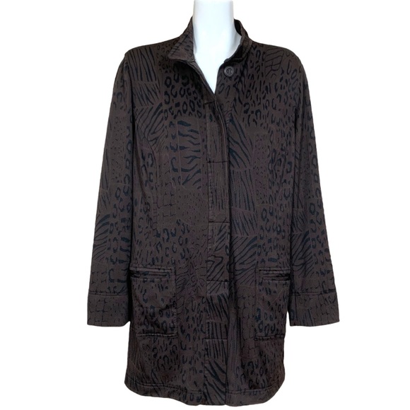 Chico’s Brown and Black Rohr Animal Topper Jacket Jacaranda Size 3/XL NWT - Picture 1 of 13